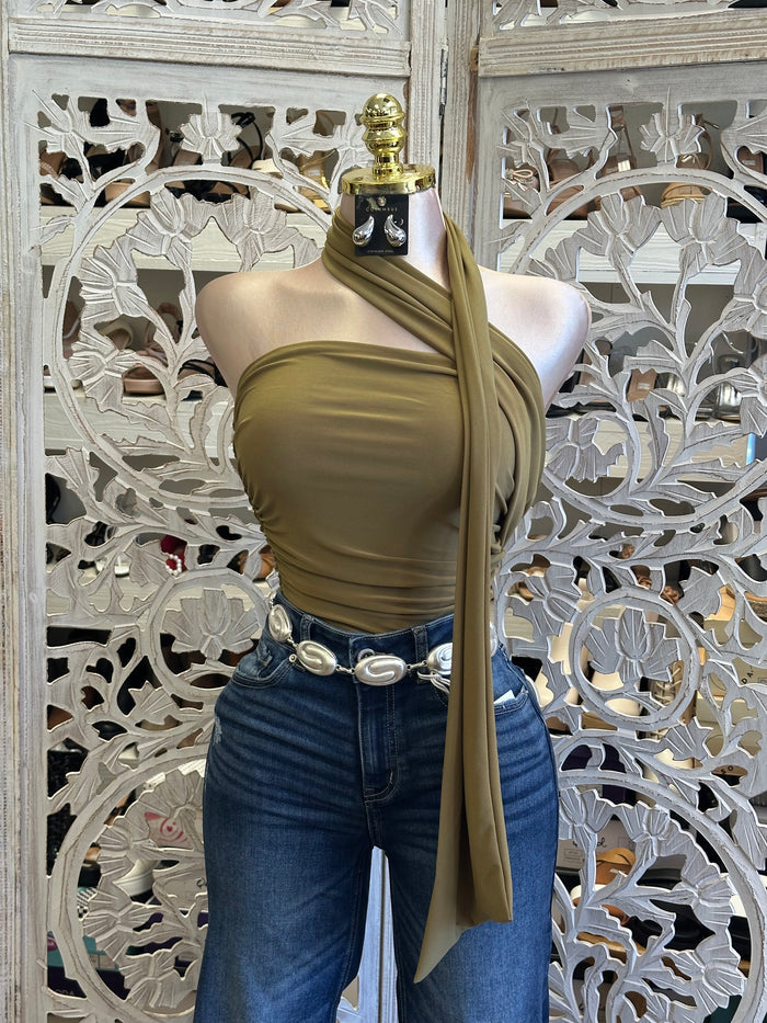 Strapless Scarf Top- Estira, Stretchy
