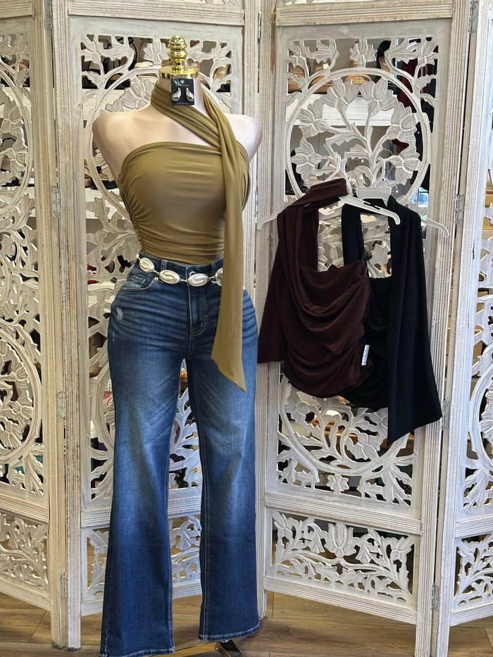 Strapless Scarf Top- Estira, Stretchy