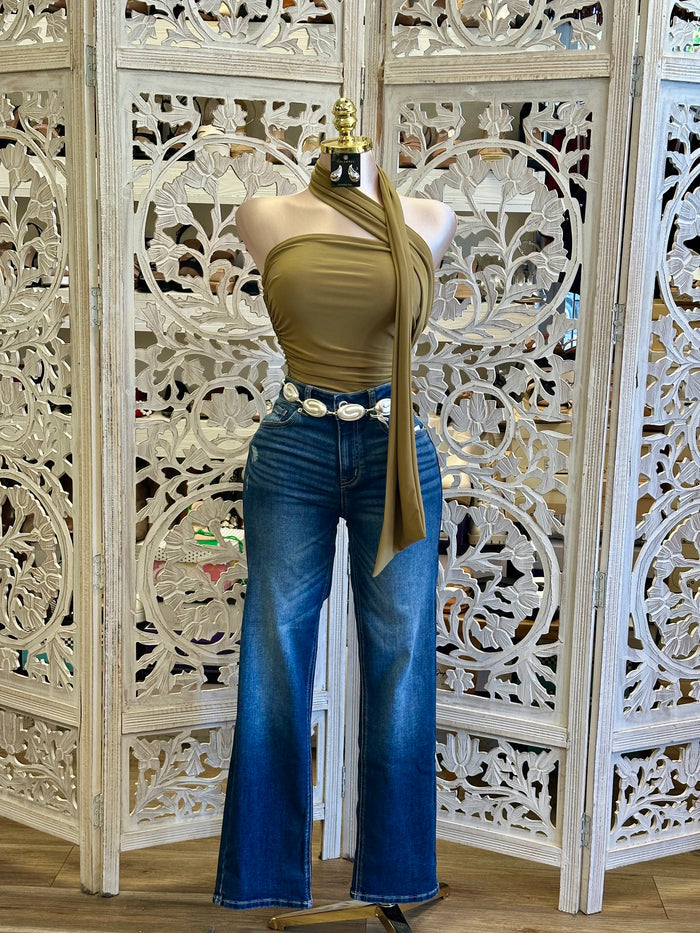 Strapless Scarf Top- Estira, Stretchy