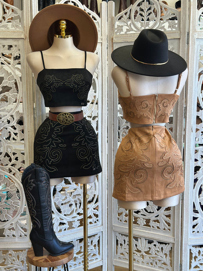 Studded Embroidered Western Set- Estira,Stretchy