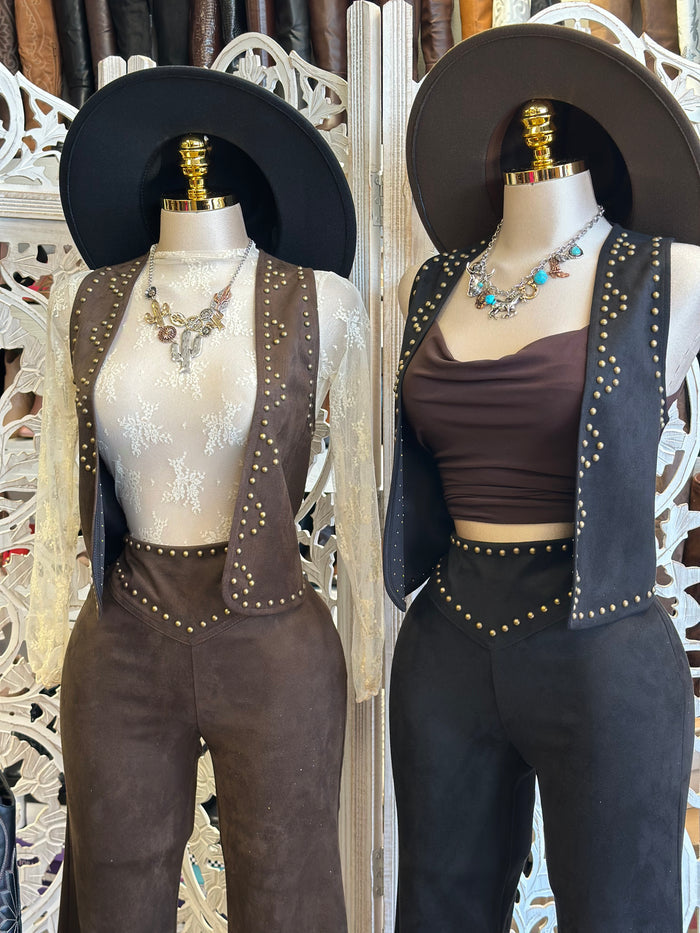 Studded Suede Western Set- Stretchy,Estira