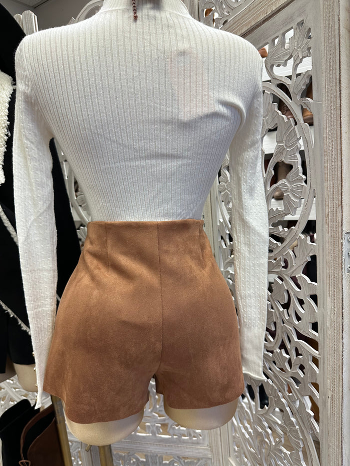 Suede Brown Mini Skort