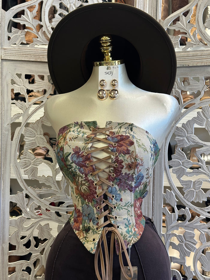 Suede Tie Up Floral Print Top