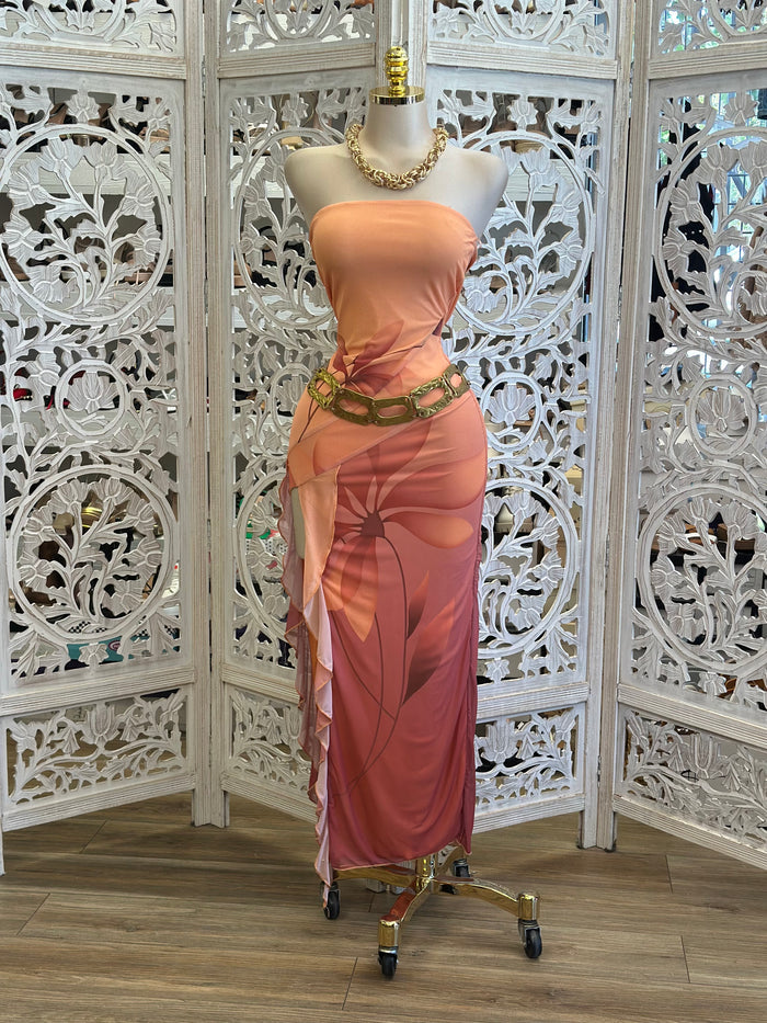 Sunset Floral Dress- Estira, Stretchy