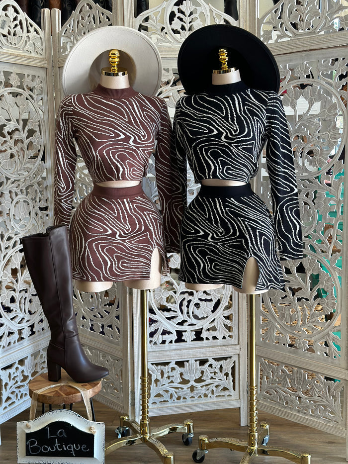 Swirl Print Sweater Set - Stretchy, Estira