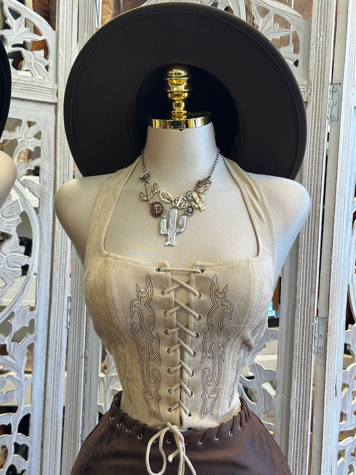 Tie Up Western Top - Estira, Stretchy