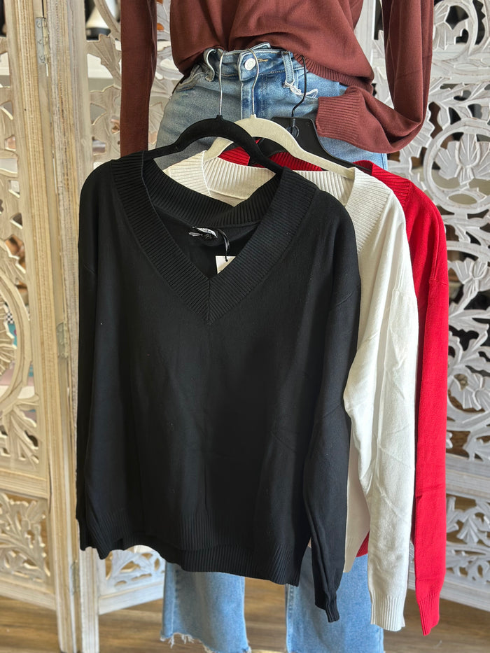 V Neck Soft Sweater