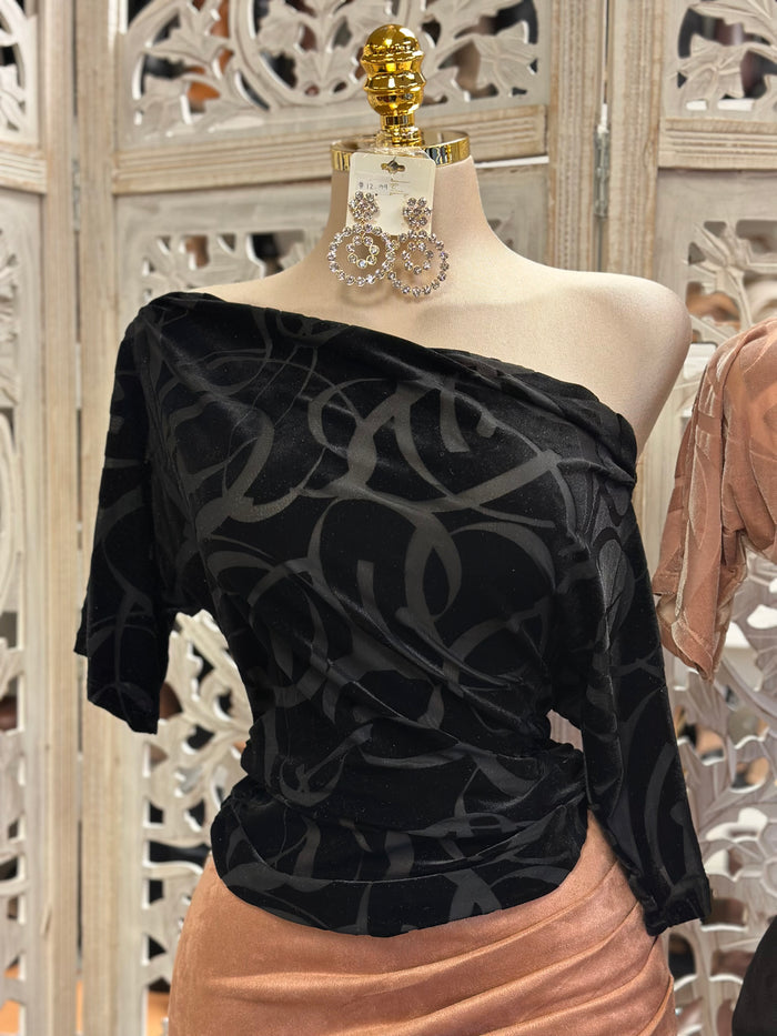 Velvet Design Asymmetrical Blouse- Estira, Stretchy