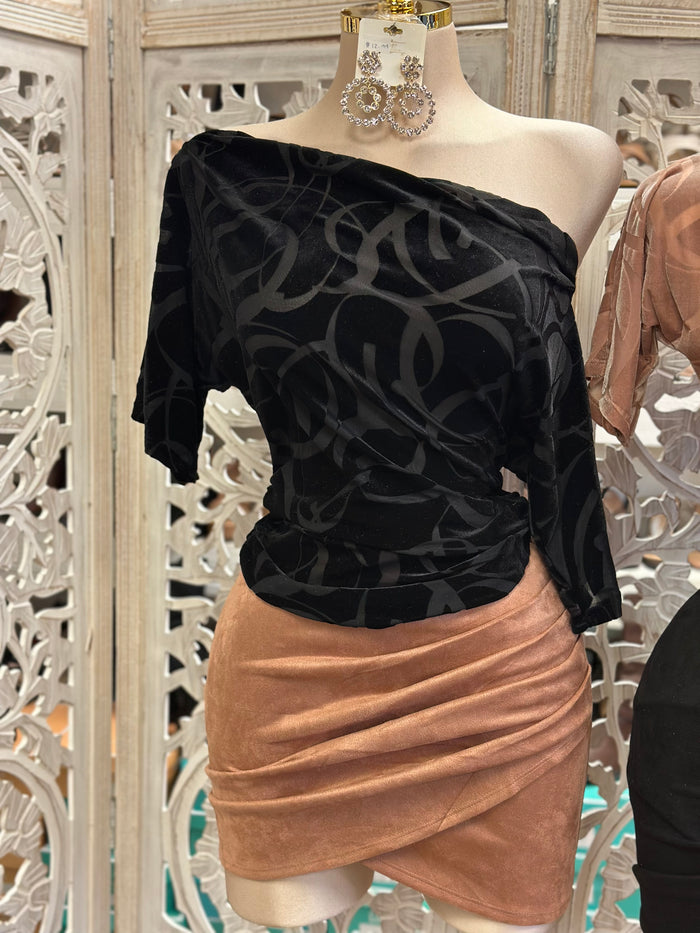 Velvet Design Asymmetrical Blouse- Estira, Stretchy