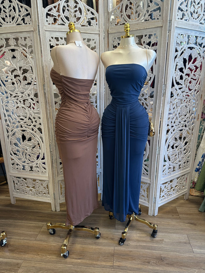 Viola Strapless Midi Dress- Estira, Stretchy