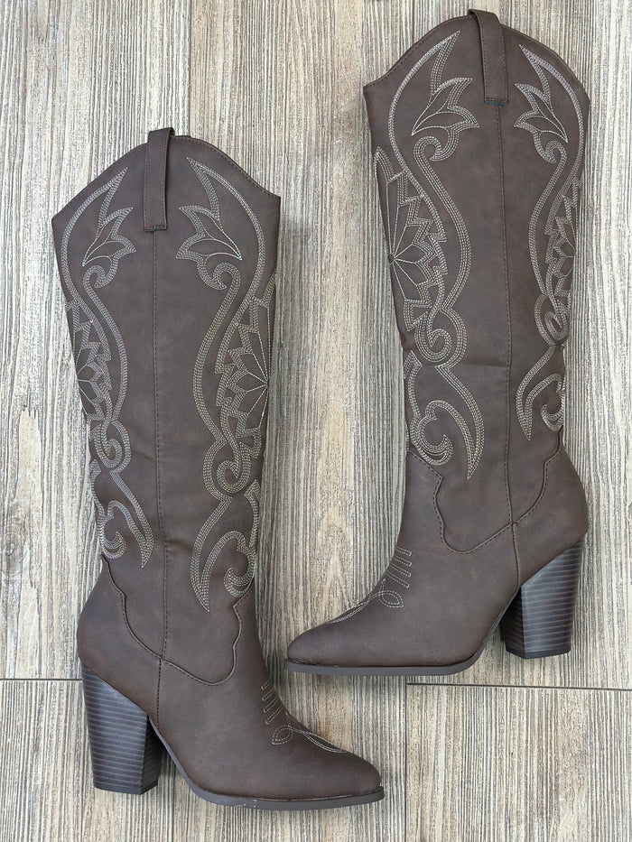 Washed Brown Western Boots