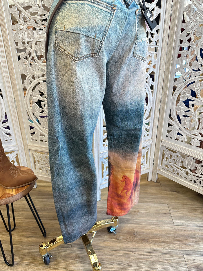 Western Mural Estira Leg Jeans- No Estira, Not Stretchy