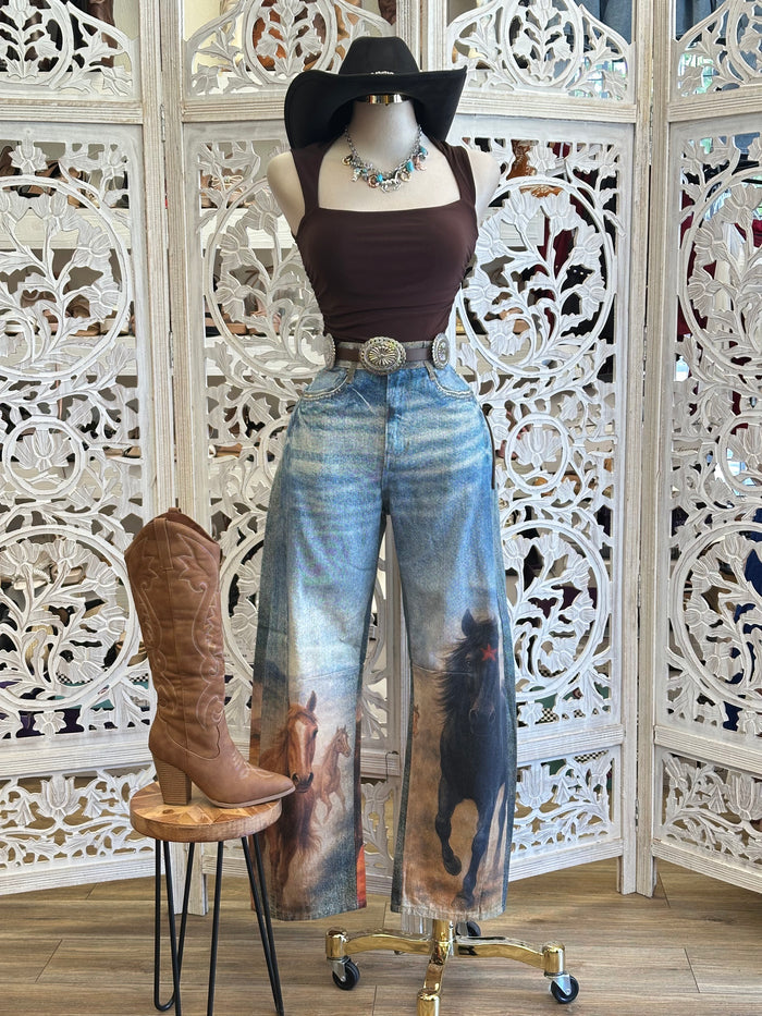 Western Mural Estira Leg Jeans- No Estira, Not Stretchy