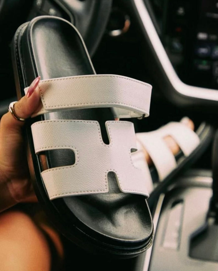 White Crossed Sandals
