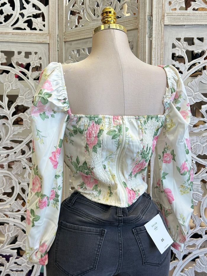 White Square Beck Floral Blouse