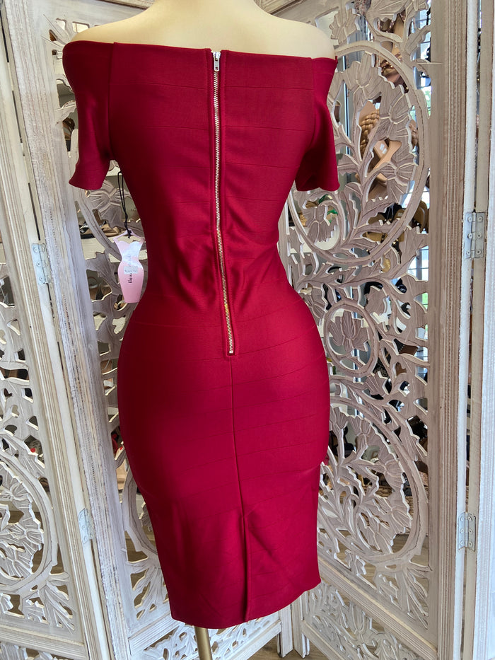 Wine Bandage Dress