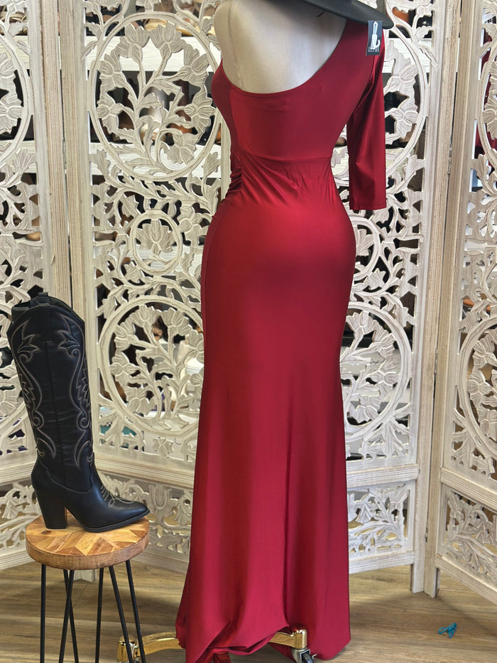 Wine Cutout Maxi Dress-Estira, Stretchy