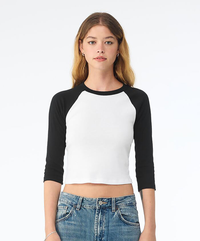 Womens micro rib 3/4 raglan baby t-shirt