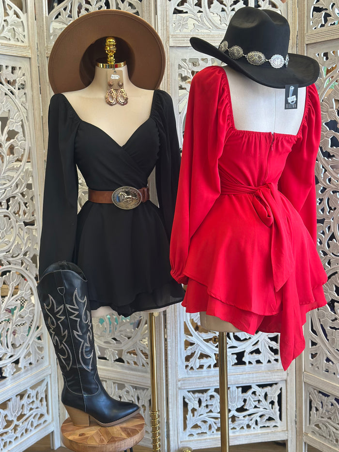 Wrapped Flowy Romper -SlightlyStretchy, Estira Poco