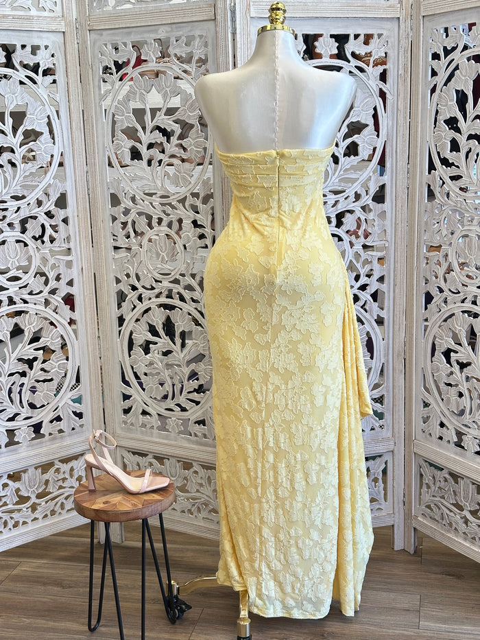Yellow Corset Floral Dress-Stretchy, Estira