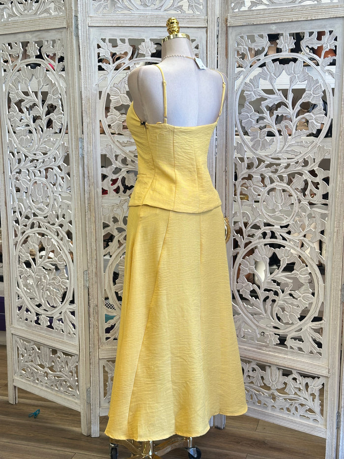 Yellow Midi Skirt set- No Estira, Not Stretchy